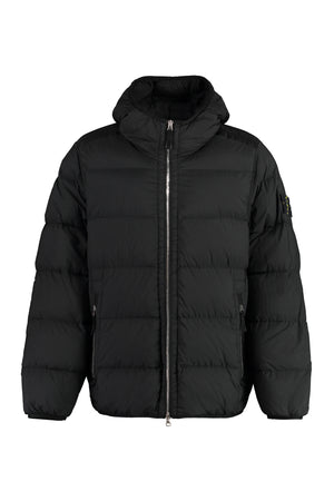 Hooded nylon down jacket-0
